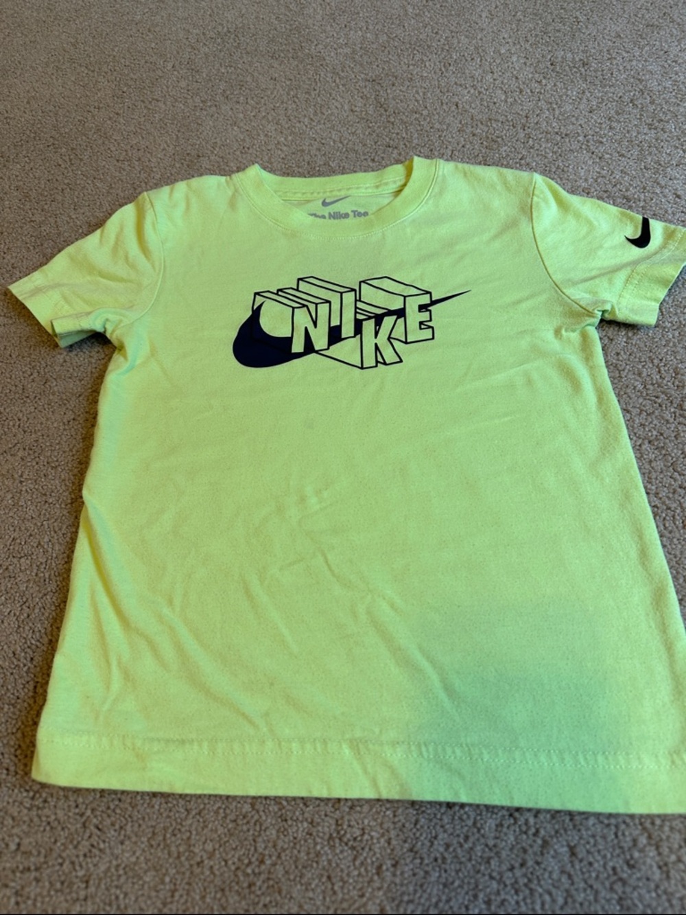 Nike Bright Neon Green Short Sleeve Tee with Black Logo